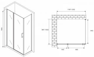 Душевой уголок ABBER Sonnenstrand 120x100см хром AG04120S-S100